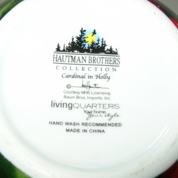 CARDINAL IN HOLLY "CHRISTMAS" CANDY LIVING QUARTERS 10.5" PITCHER Hautman NIB - Picture 8 of 8